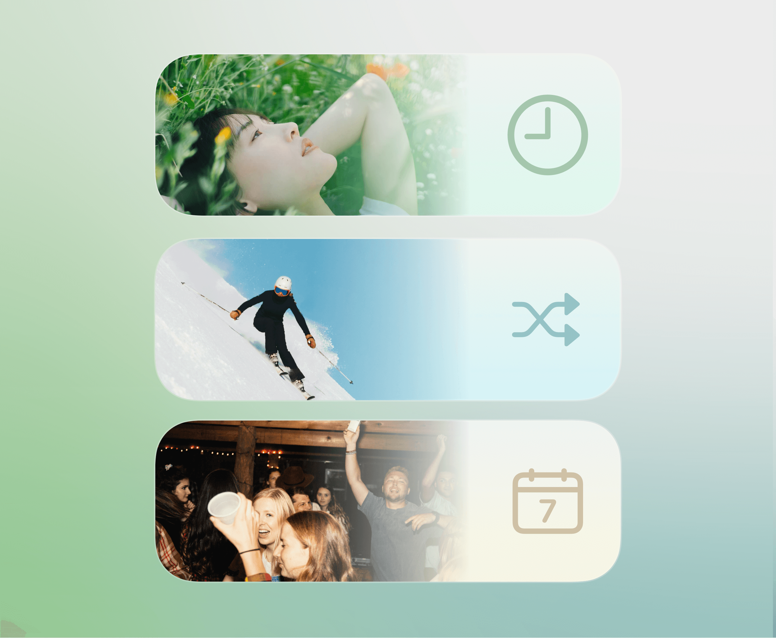 SwipeNow smart photo categorization by month and day on iPhone